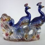 Italian ceramic sculpture 2 peacocks, 1960s