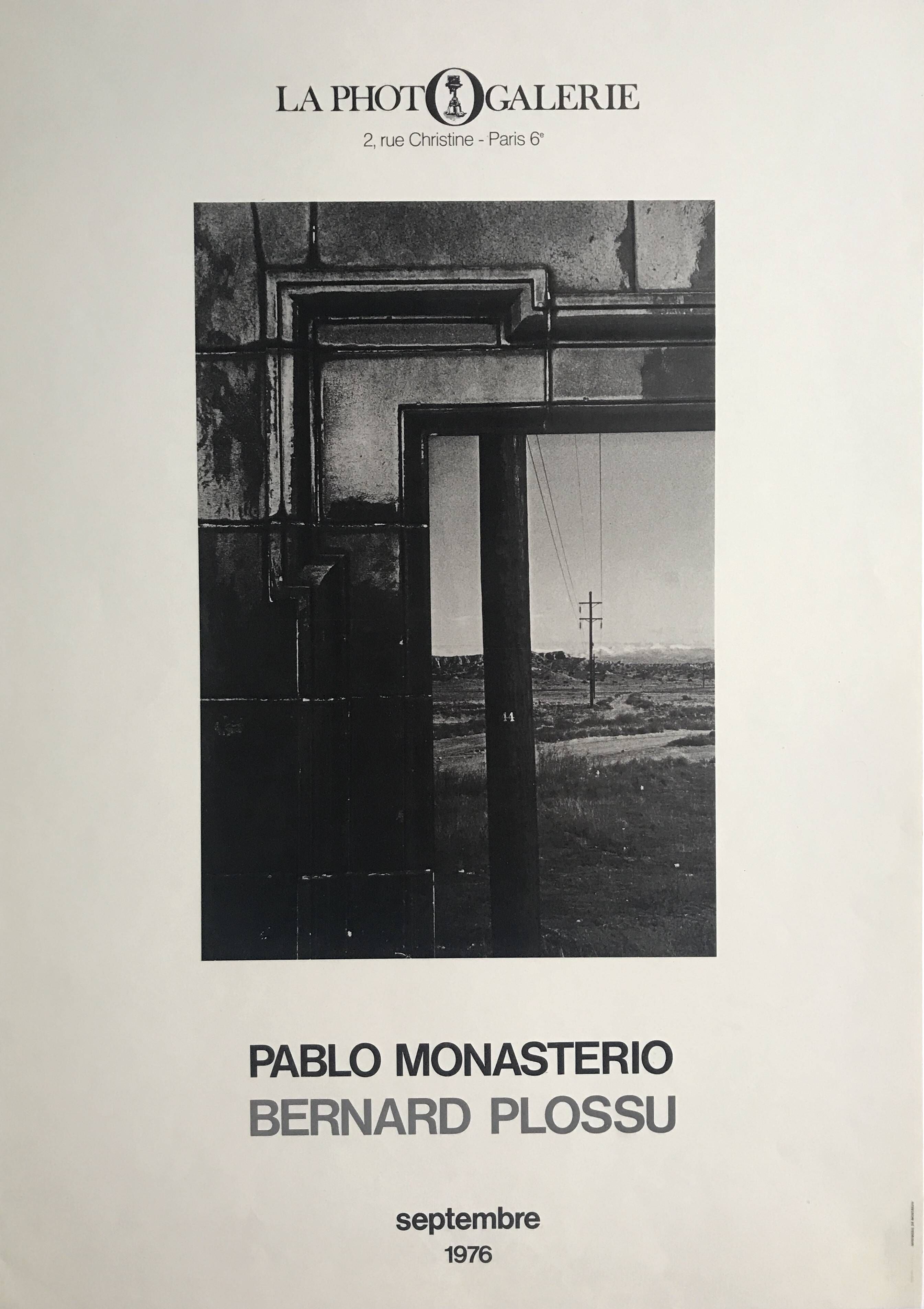 Bernard plossu, pablo monasterio, la photogalerie, 1976. original poster in b&w