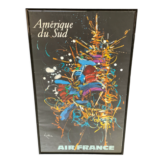 Framed advertising poster Air France by Georges Mathieu, South America, 1967