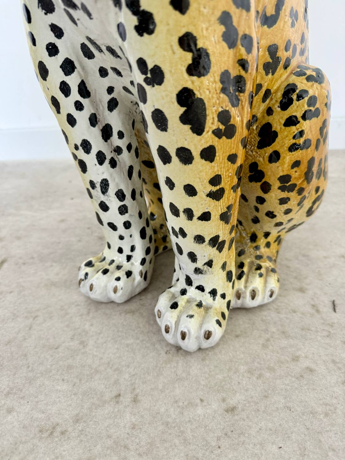 Antique terracotta leopard sculpture from the 70s vintage Italian design