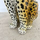 Antique terracotta leopard sculpture from the 70s vintage Italian design
