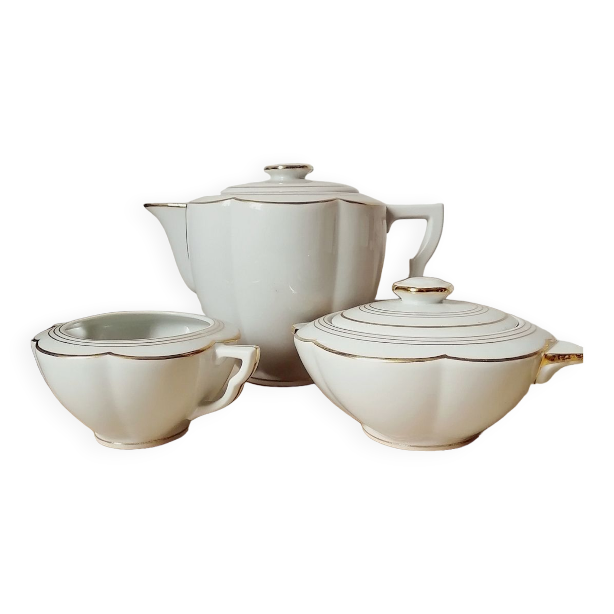 Art Deco teapot, sugar bowl and creamer