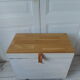 Vintage chest on casters pearl gray interior slate gray, oak top.