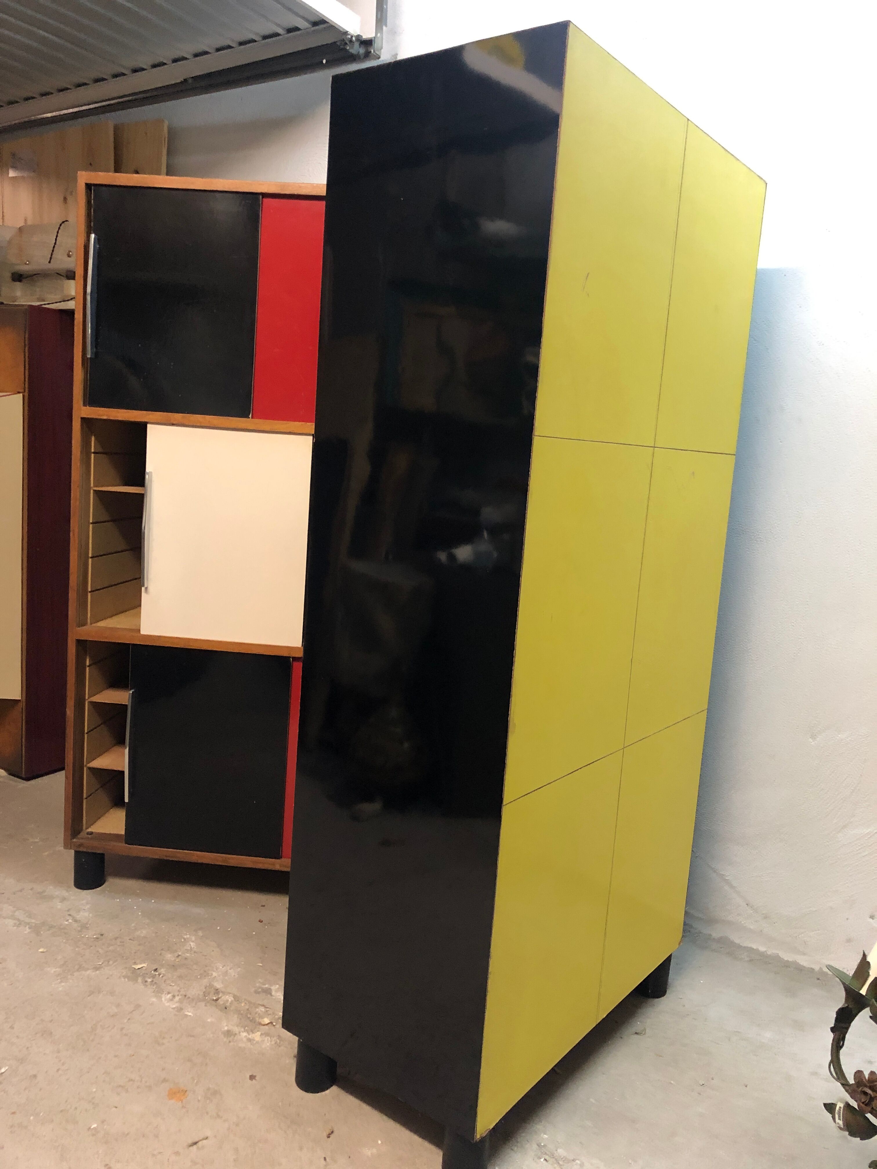 Pair of storage furniture 1960 covered with chromatic melamine 1960