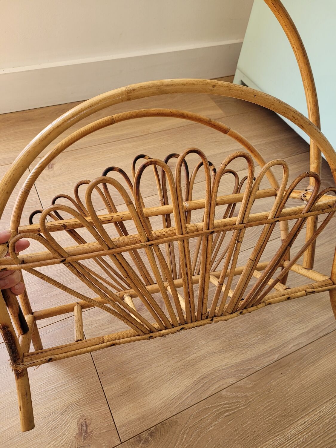 Rattan magazine holder