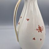 Pichet en porcelaine allemande peint à la main avec motif floral et bordure dorée