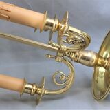 Bouillotte lamp in gilded bronze, Louis XV style, three lights