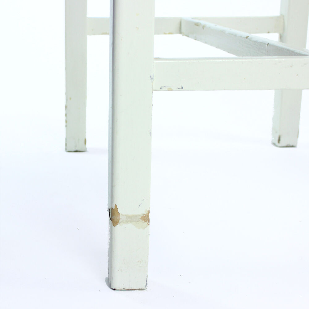 Table de ferme en bois blanc et turquoise tchécoslovaque, années 1950