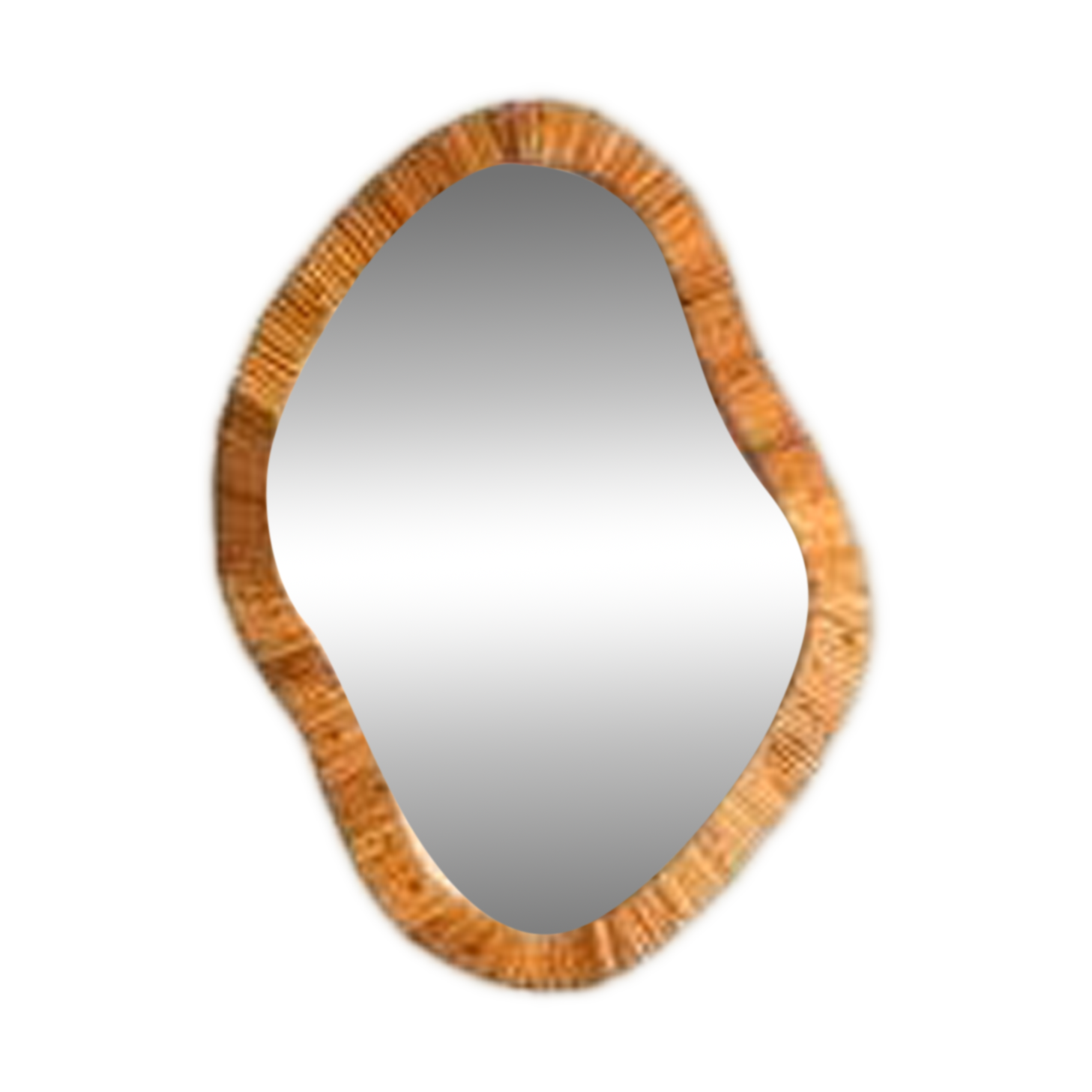 Rattan Wall Mirror, Asymetrical