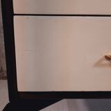Vintage lacquered top desk with iron structure and pointed brass feet