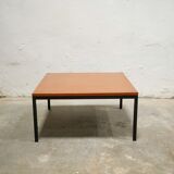 Vintage square modernist coffee table in teak and metal