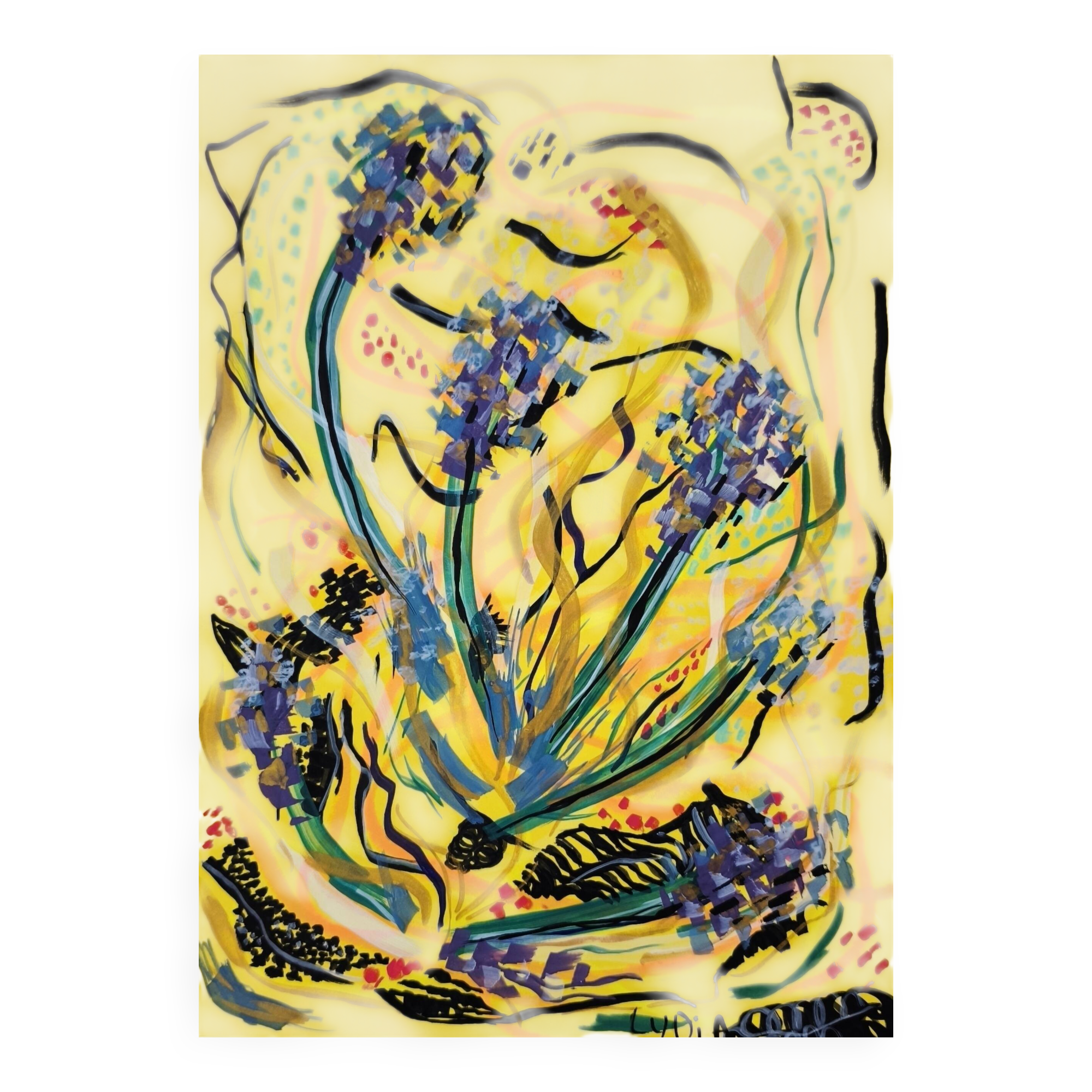 Affiche illustration abstrait fleurs