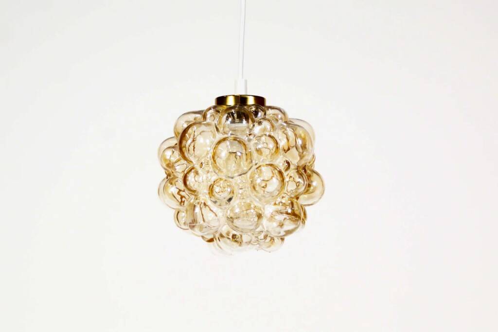 Small amber bubble glass pendant lights by Helena Tynell for Glashutte Limburg