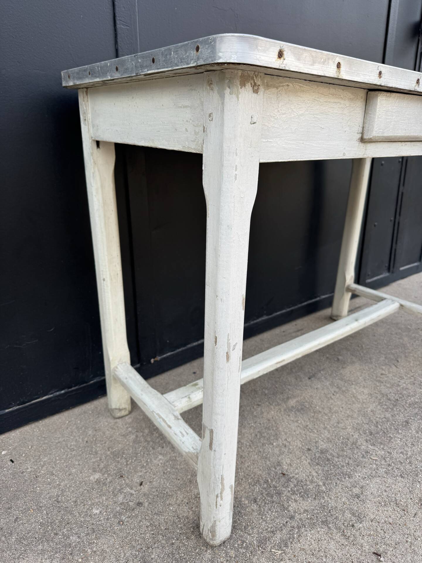 Table cuisine bois tôle émaillée années 50