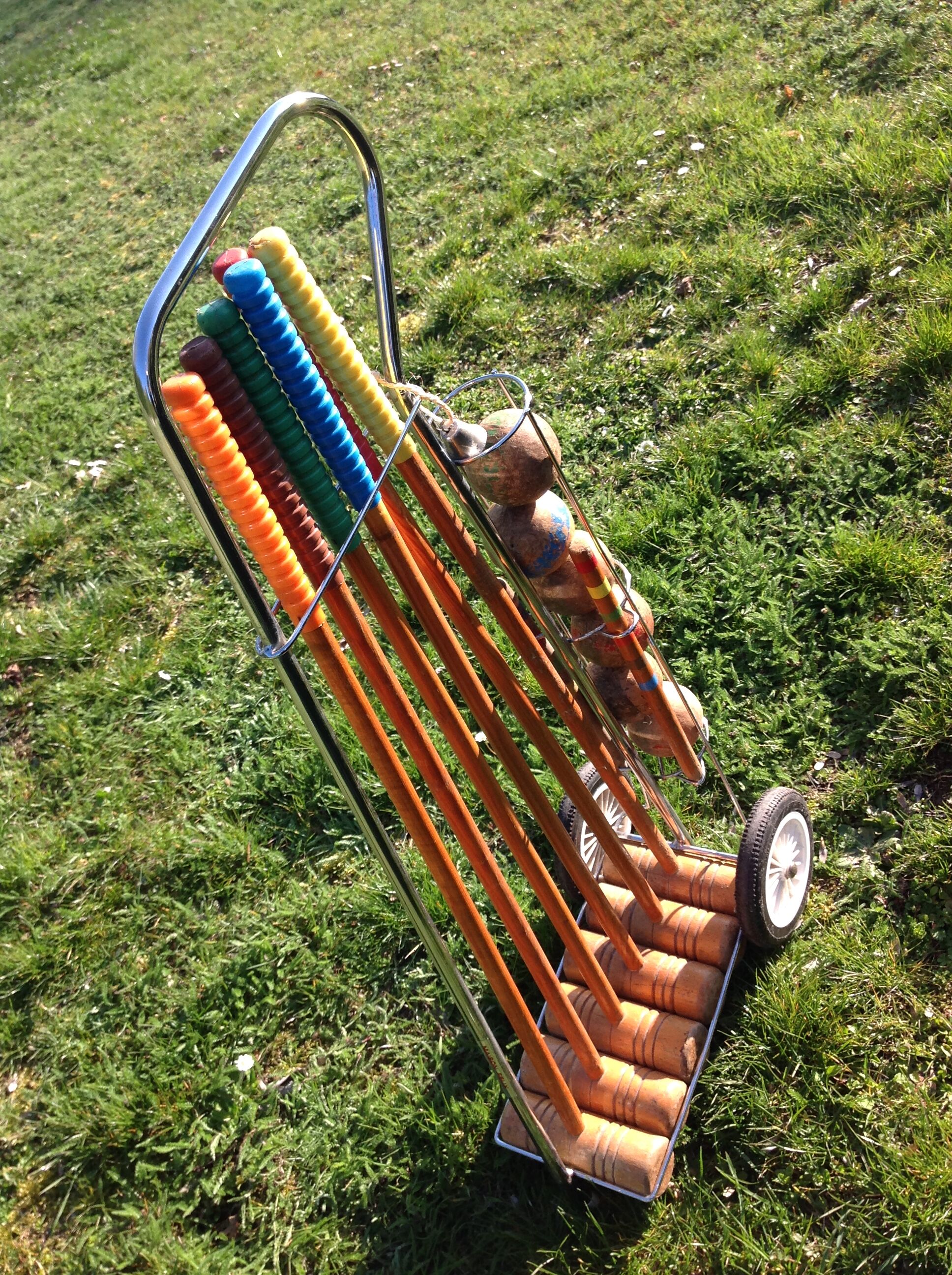 Croquet set in chrome metal and wood / 6 players / vintage 50-60 years