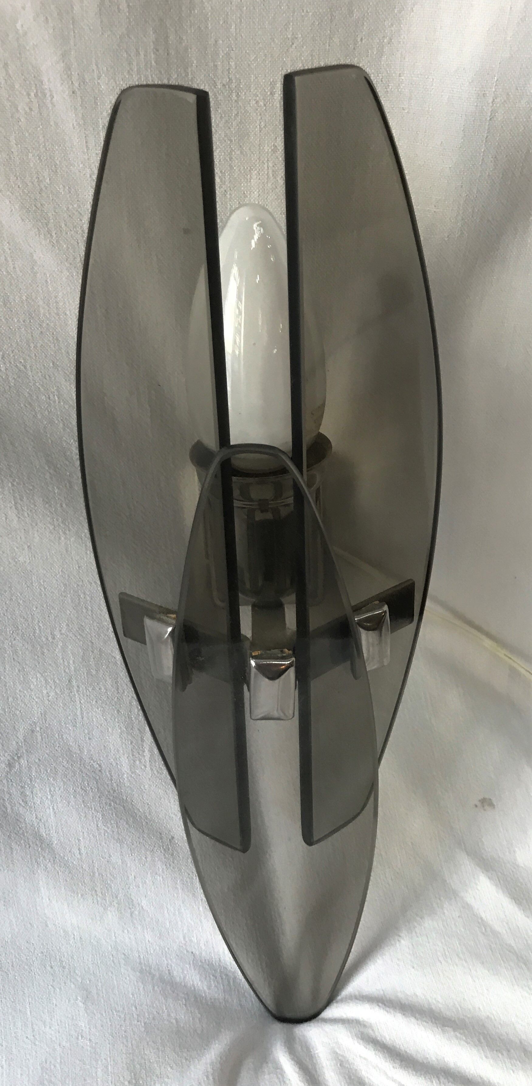 Marrron and steel smoked glass wall sconce