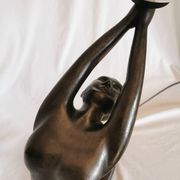 Large lamp, woman with ball, yoga, art deco style, 1980