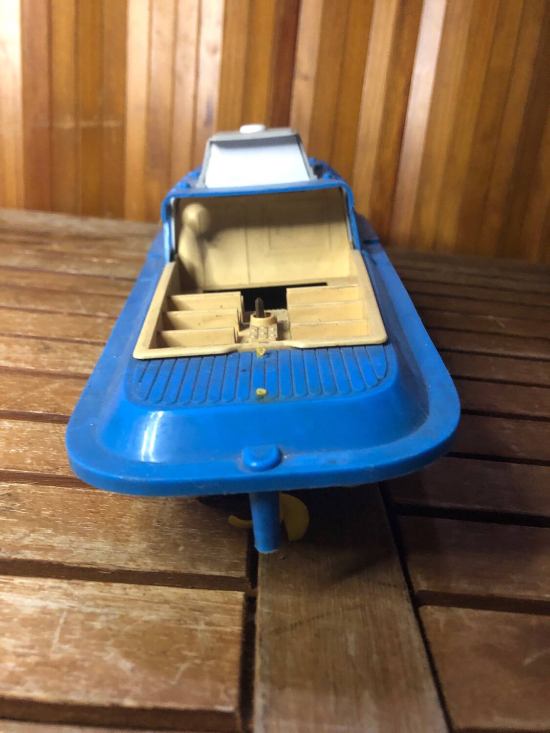 Old Toy Boat Sheet Metal MS Helgoland A Remontoir 1950 Vintage #A599