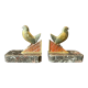 Pair of art deco bronze bookends pigeons dove marble