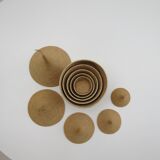 Set of 5 vintage tutsi rwanda rattan decorative lidded pots 1970s