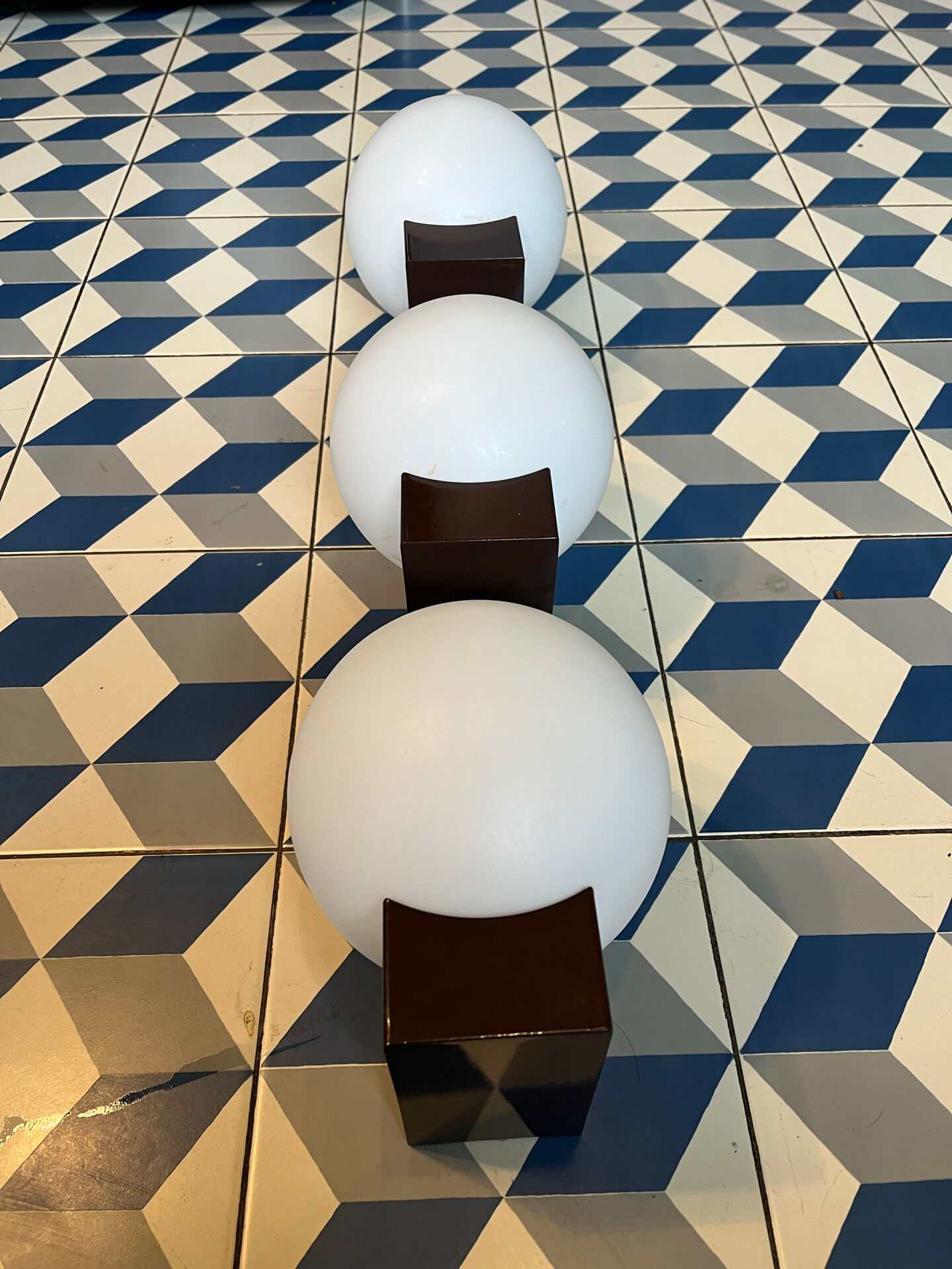 Set of 3 Amilux space age wall lights.