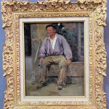 Portrait Oil on Wood, 20th Century