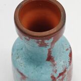 Petit vase design rouge sang de bœuf et bleu turquoise