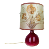 Pink ceramic fig lamp, dried flowers lampshade