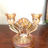 Paire de bougeoirs en verre irisé art déco