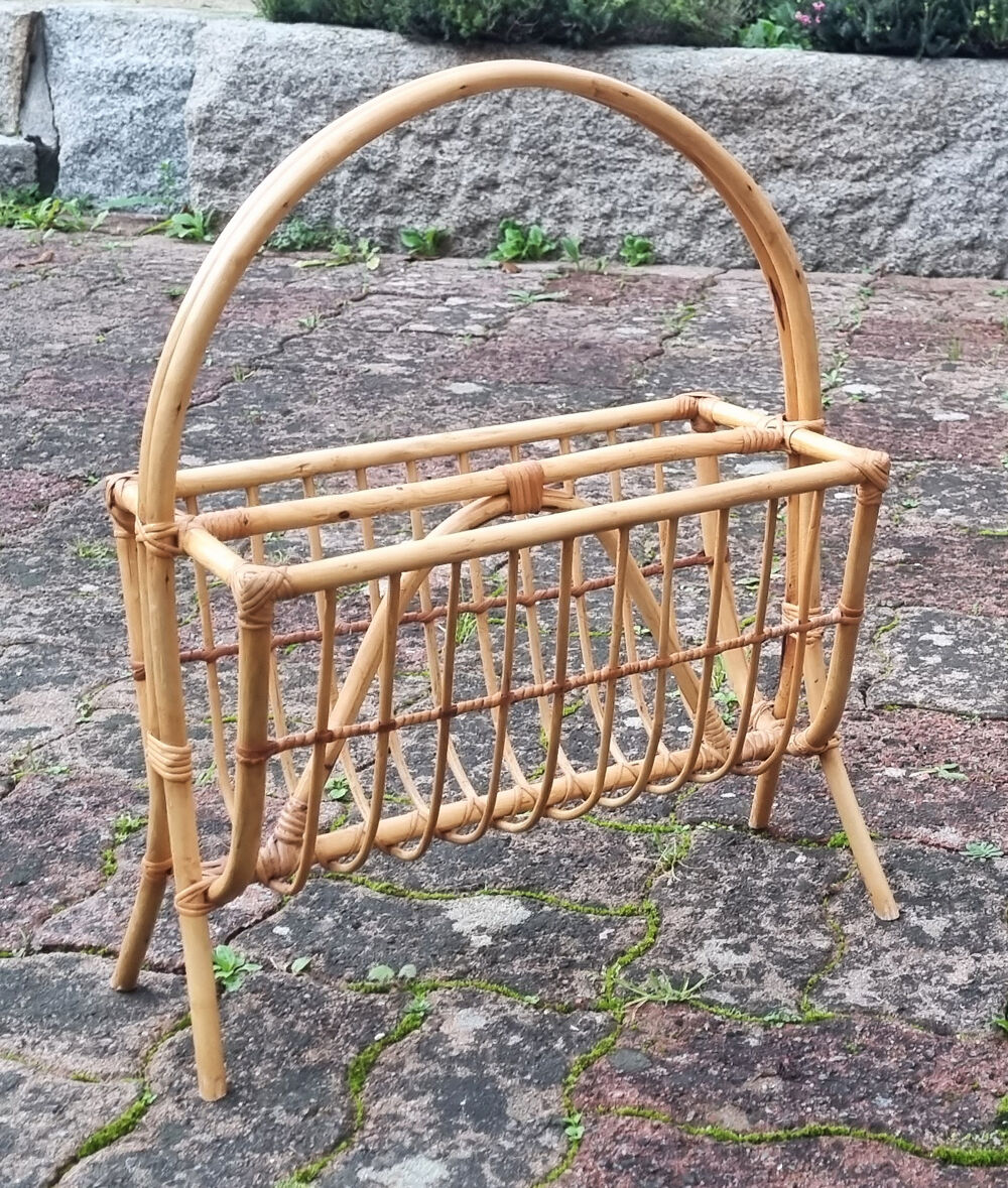 Magazine holder bamboo, vintage 60s