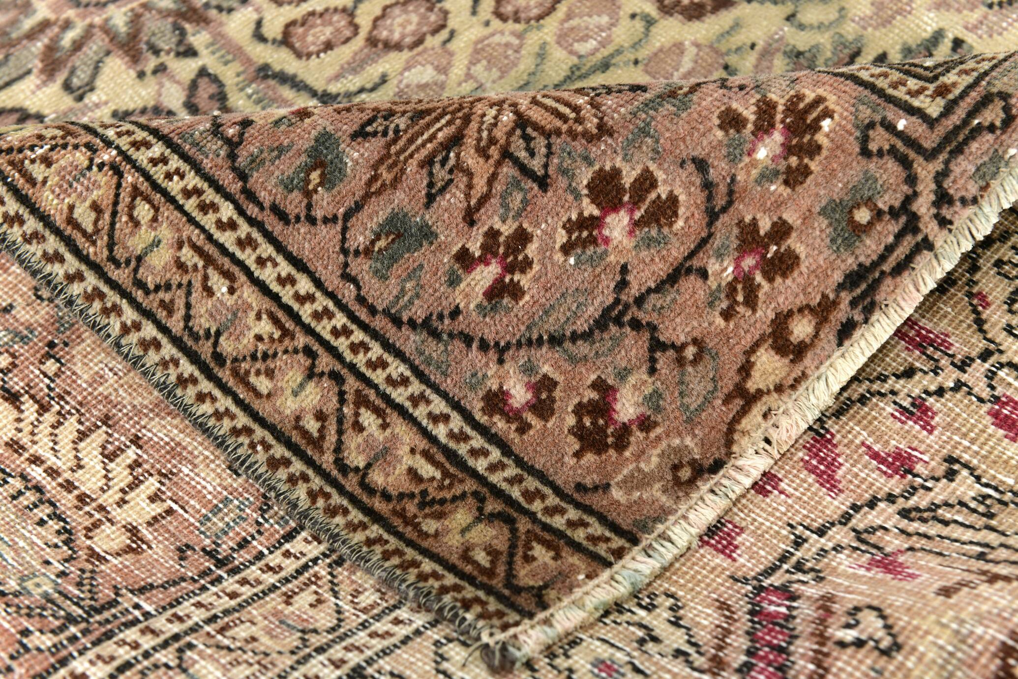 Brown & Cream Handmade Persian Rug, 196x260Cm