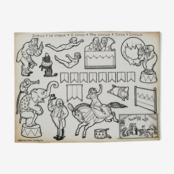 Planche ancienne pour enfant à colorier et découper