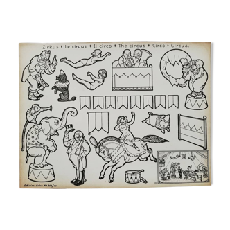 Planche ancienne pour enfant à colorier et découper