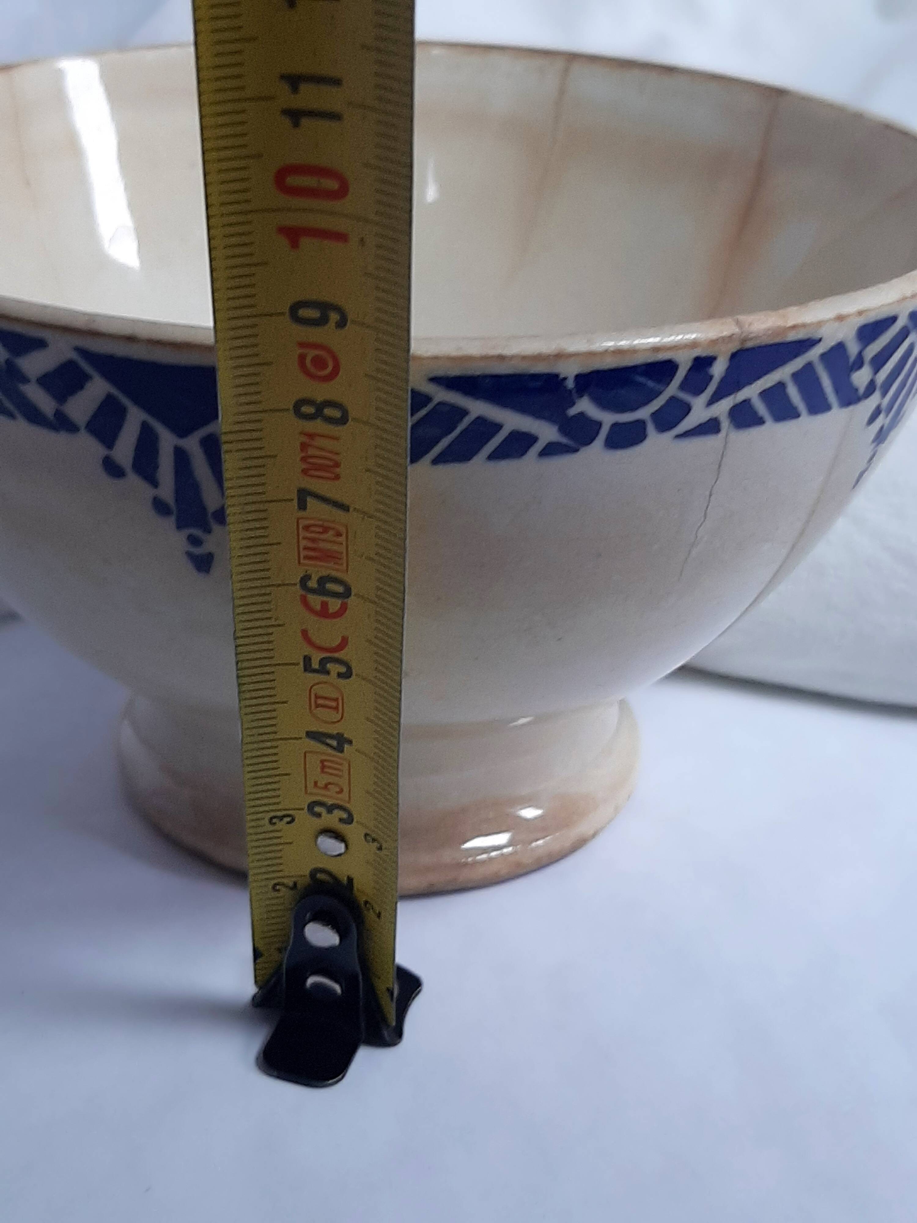 Old bowl in blue and white ironstone