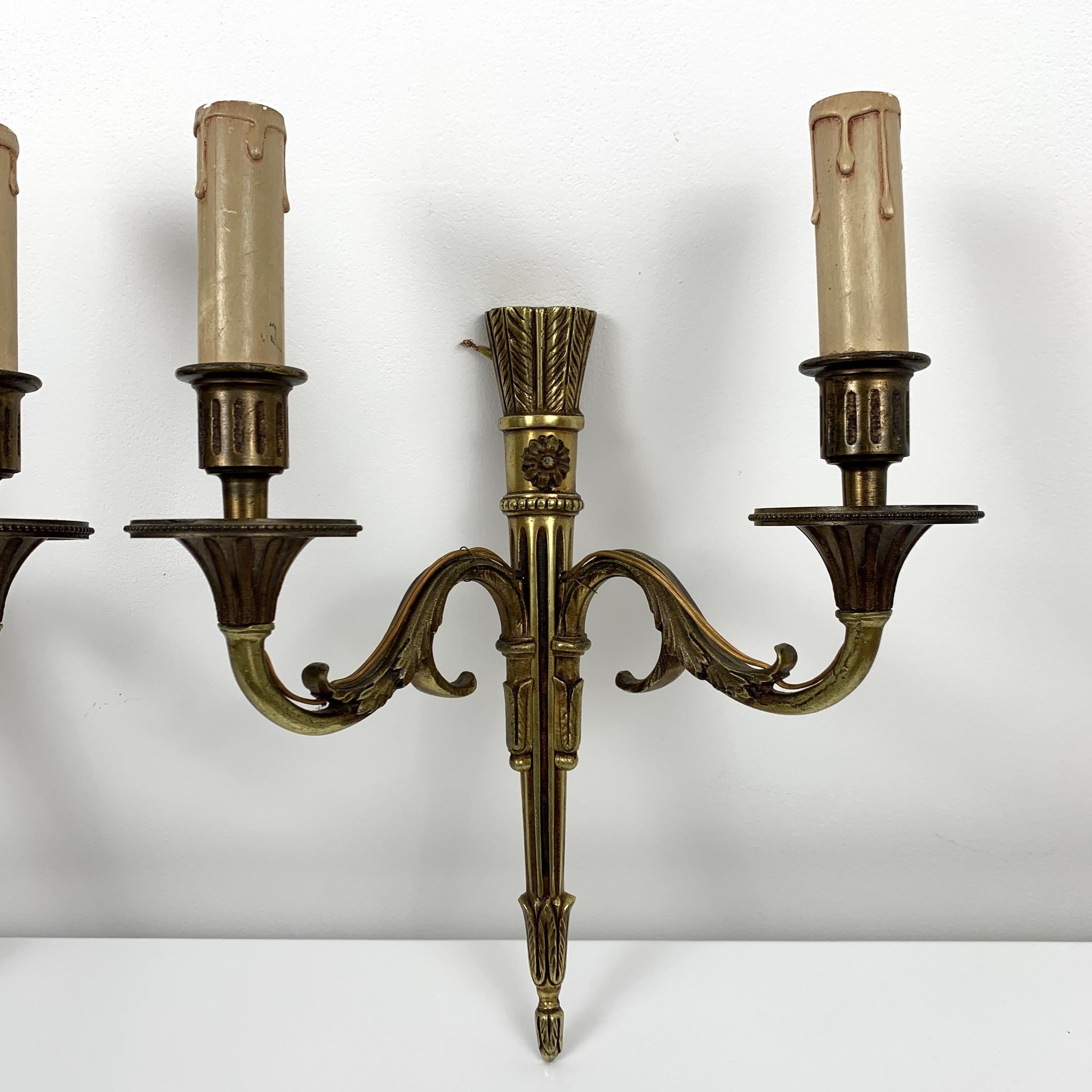 Pair of gold bronze wall ligt old or Empire Carquois Fleche Lucien Gau Paris