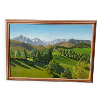 Framed countryside painting