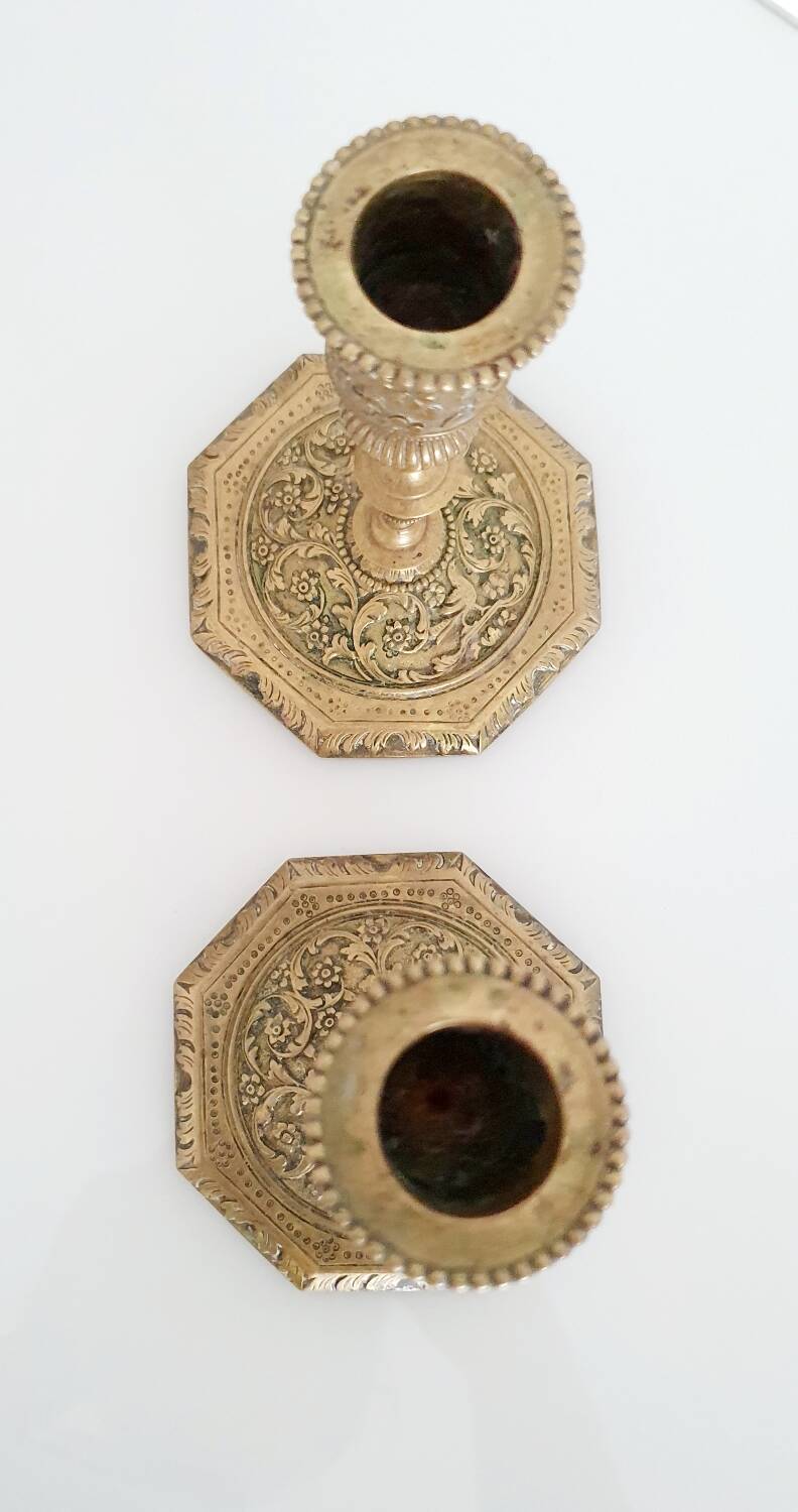 Pair of gilt bronze candlesticks signed Alfred Daubrée, Napoleon III