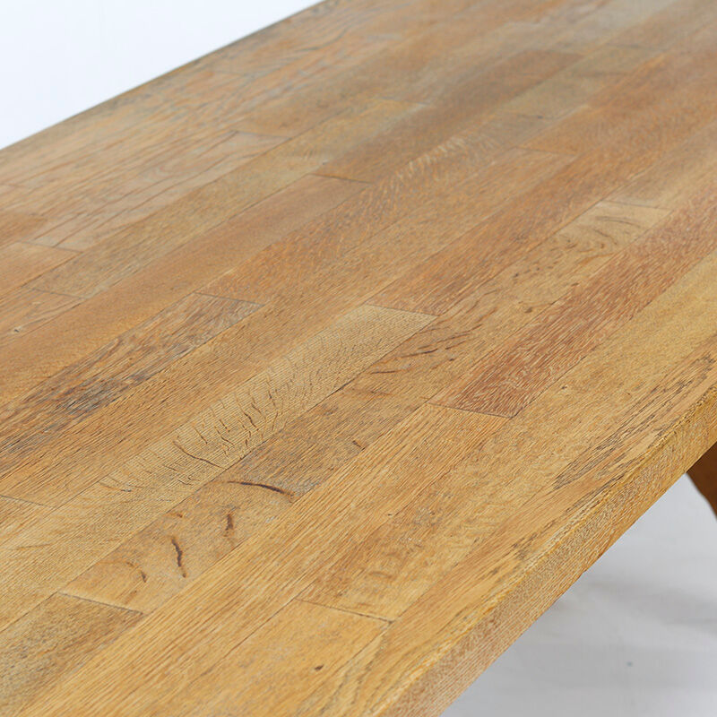 Large Oak Vintage Mid Century Brutalist dining table