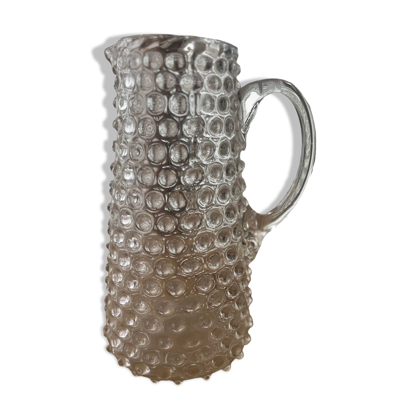 Vintage beaded and mouth-blown carafe or vase in rostrato glass, Italy 1930