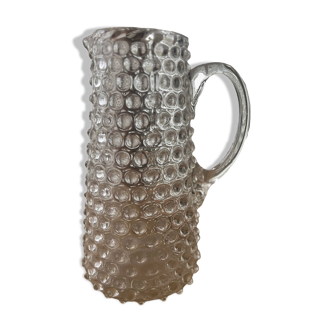 Vintage beaded and mouth-blown carafe or vase in rostrato glass, Italy 1930