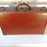 Vintage cognac suitcase in vulcanized fibers - 1950s