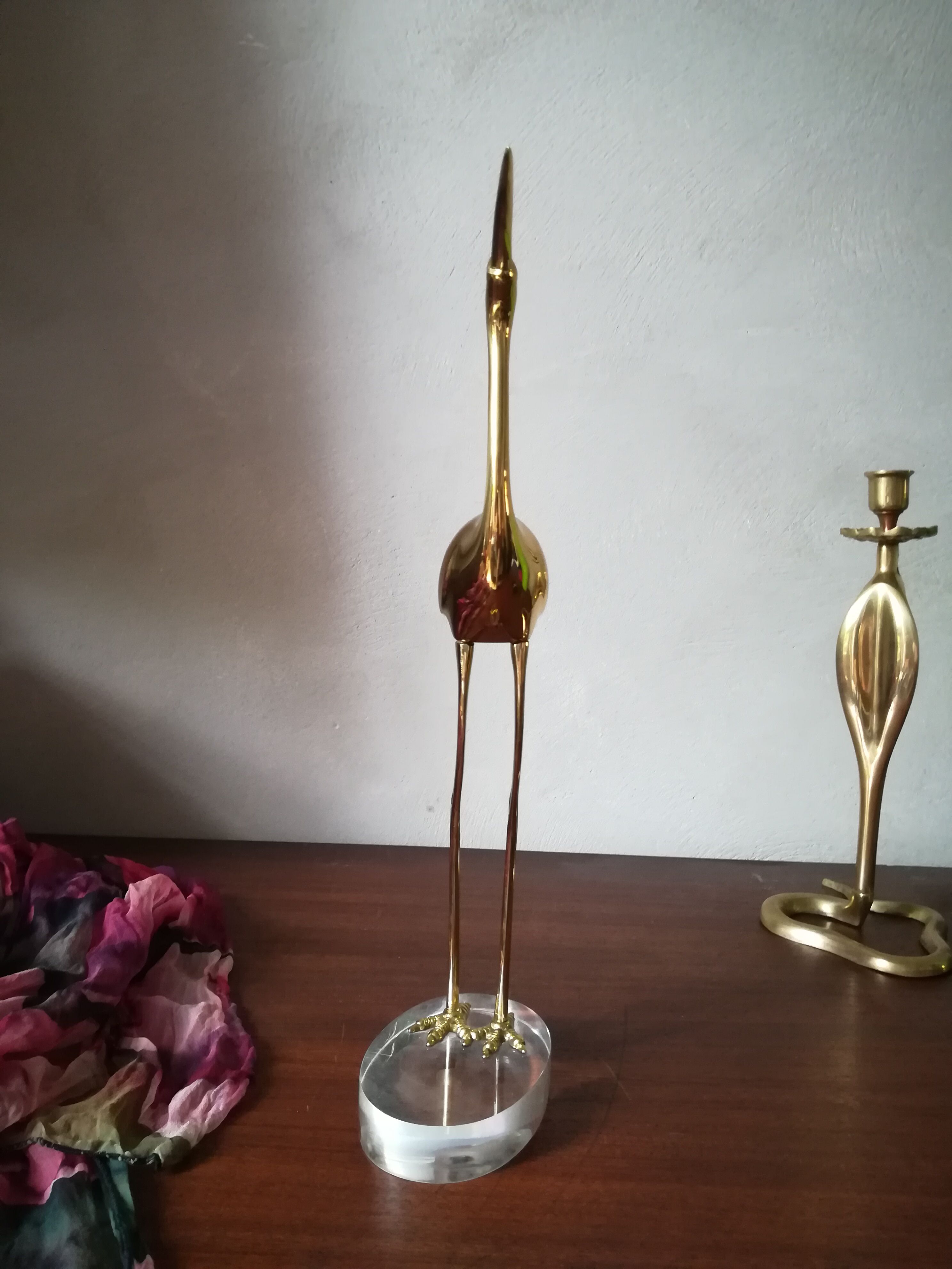 Heron or brass ibis on Plexiglas base