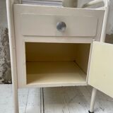 Industrial white metal bedside