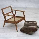 1970s, Danish armchair, beech wood, furniture wool fabric.