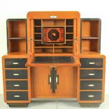 Solid high quality teak art deco secretaire by Gerson’s furniture store, produced in Bangkok, 1930s