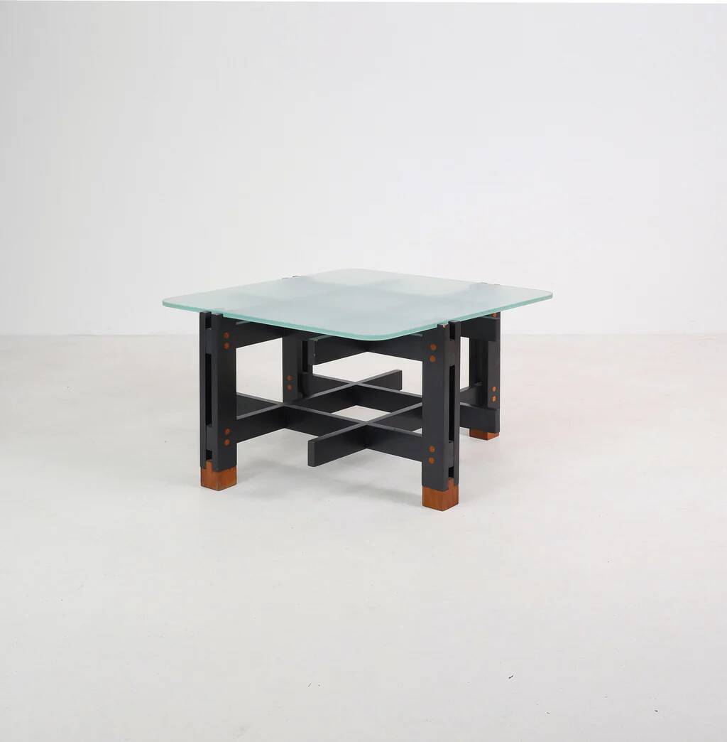 Wood and glass coffee table, Italy, c.1960