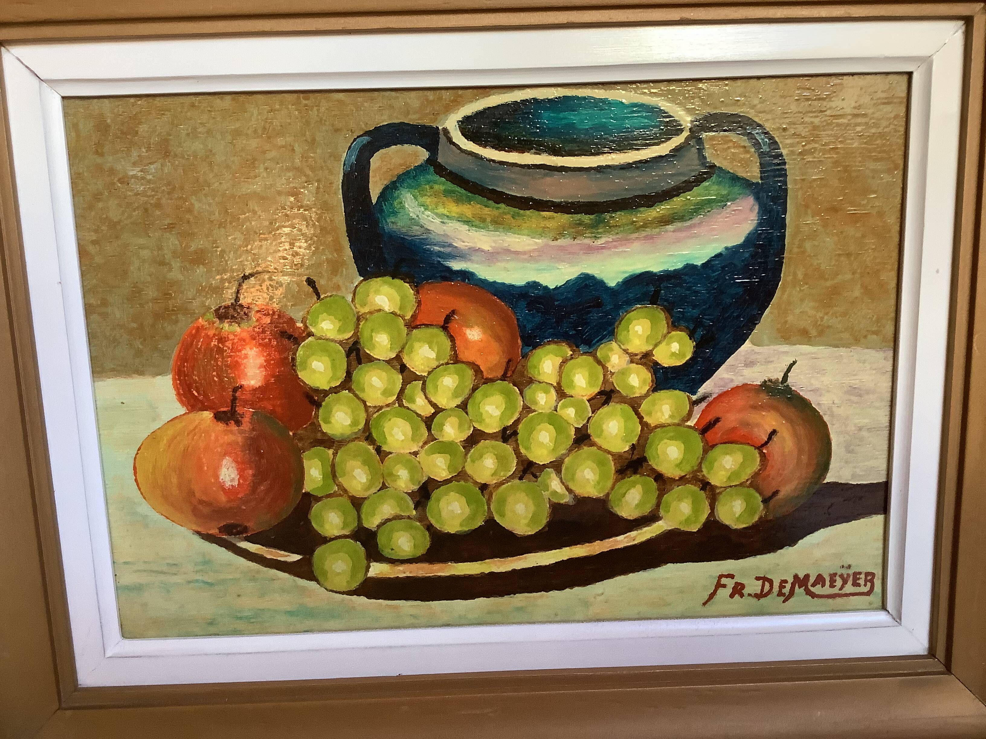 Still life painting oil on panel signed