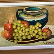 Still life painting oil on panel signed