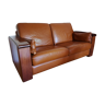 Leleu wood leather sofa