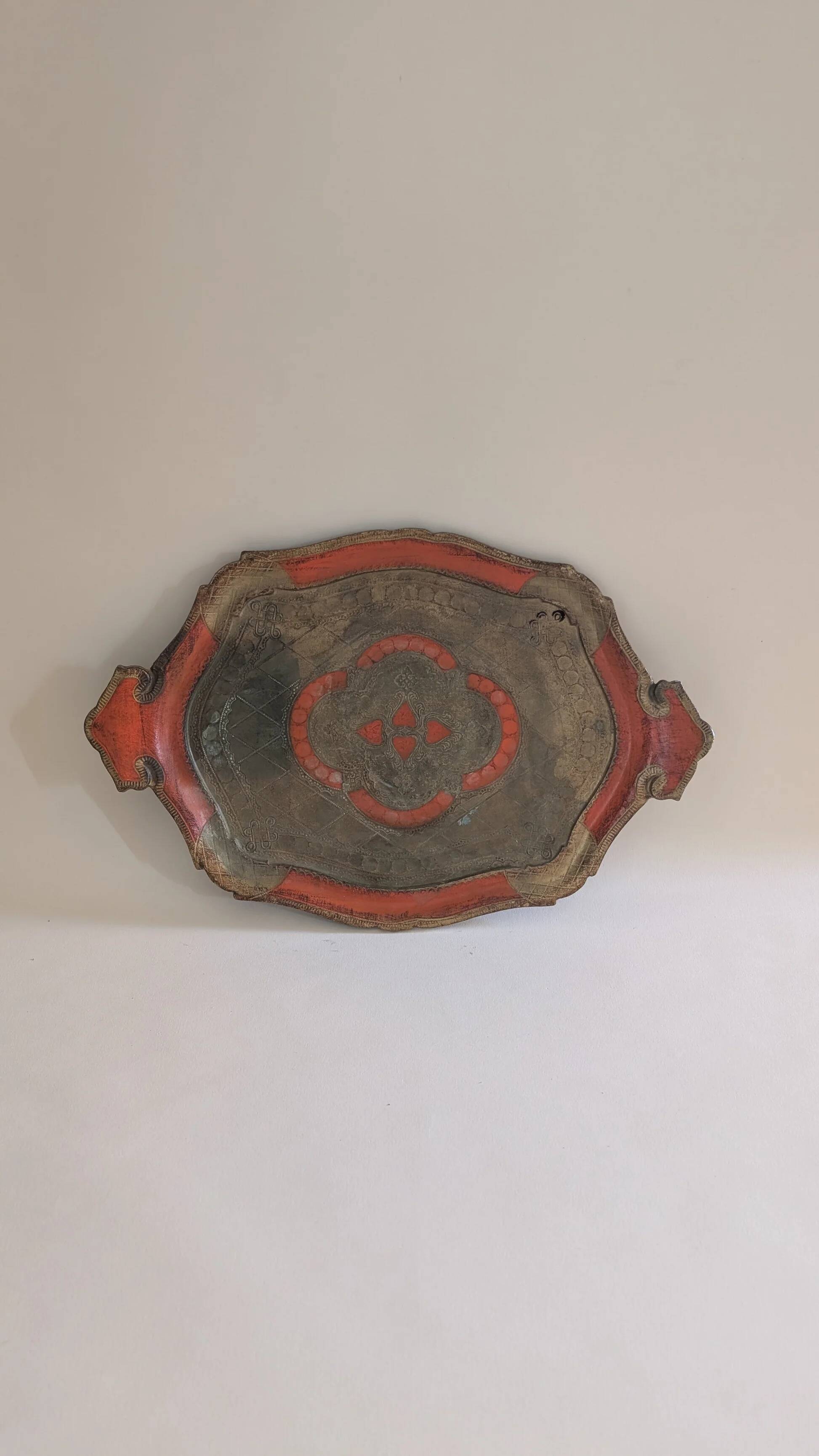 Gold and orange Florentine tray – 44.5 x 29 cm